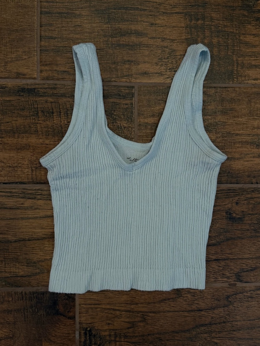 Urban Outfitters Light Blue Ribbed V-Neck Tank Top - Women's